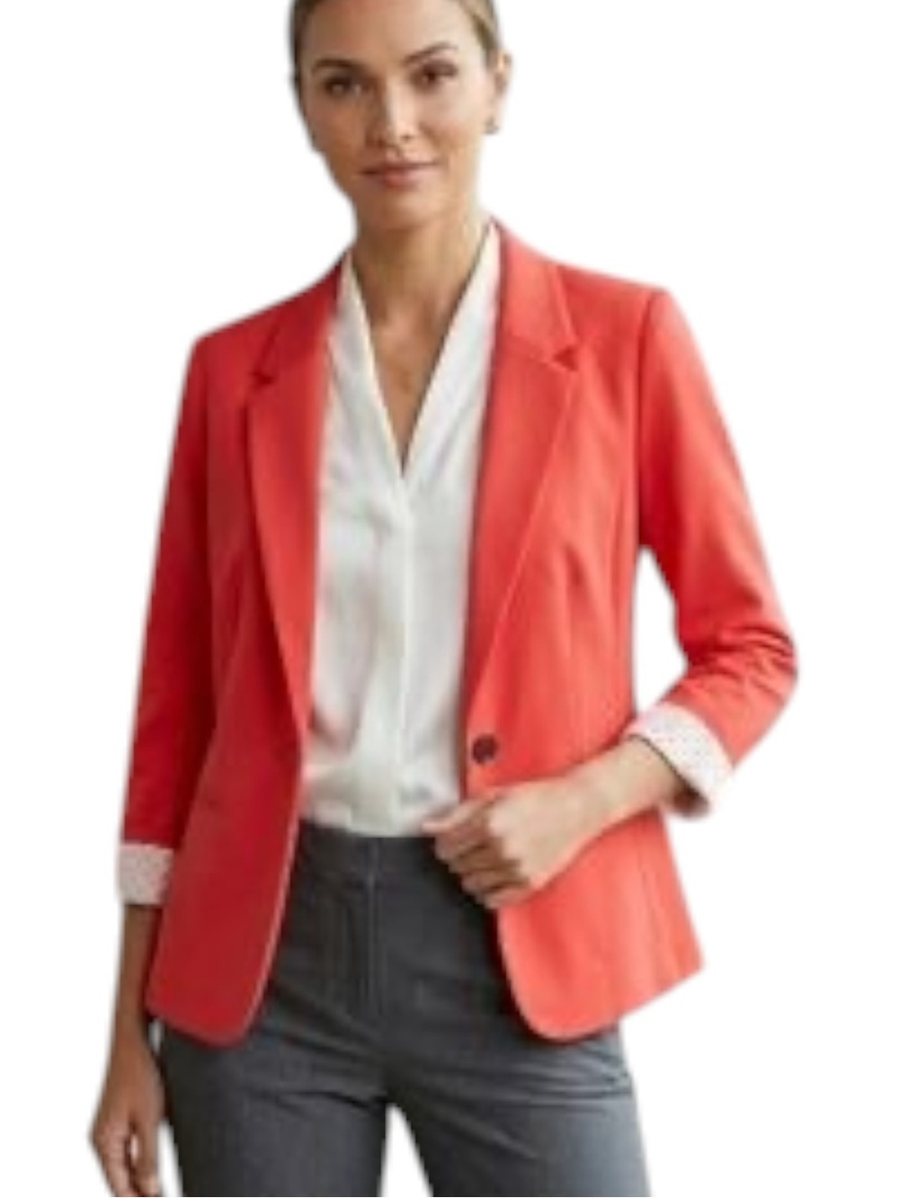 Kensie Blazer, Soft Single-Button Notch Lapel Blazer, Coral, Small